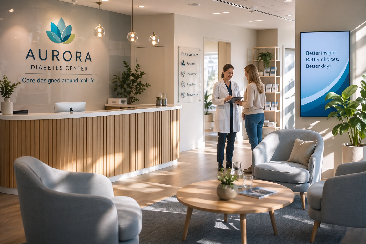 Modern diabetes clinic reception